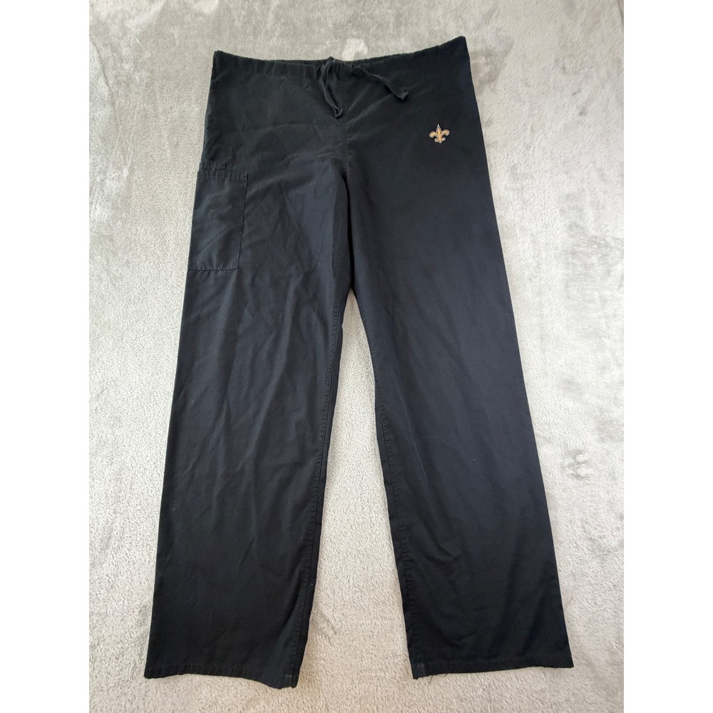 NFL Scrub Pants Mens Medium Black New Orleans Saints Fleur De Lis